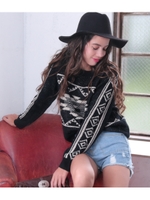 【anap mimpi】ネイティブデザインニットトップス/ブラック(027)