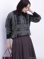 シャギーチェックニット/ネイビー