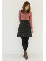 ニードルレースチェック台形ミニスカート/ブラック(010)