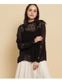 moi non plus レースシアーブラウス/ブラック(019)