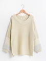 【WEB限定価格】シャギーバイカラーVチュニック/アイボリー