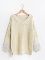 【WEB限定価格】シャギーバイカラーVチュニック/アイボリー