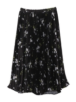 【スカート】小花柄プリントプリーツスカート/ブラック