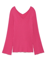 オーガニックコットンVネックリブニット/PNK