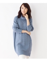 オフタートルケーブルニットワンピース/ネイビー(093)