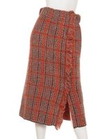 チェックジャカードリブニットスカート/BRN