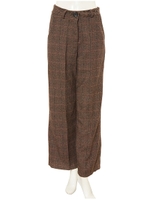 チェックワイドパンツ/ブラウン