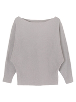 ボートネックドルマンニット/杢グレー