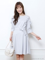 肩透けフリルワンピース(ライトグレー)/ライトグレー