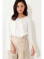 ★セレモニー対応★スリットフレアスリーブブラウス/ホワイト(030)