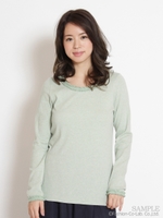 レース付きフライスカットソー/ライトグリーン