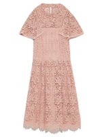 袖フリルレースワンピース/OWHT