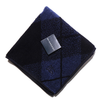 2014AW 新作 新品 バーバリー チェック柄 タオル地 ハンカチ 33950 ネイビー系 メンズ レディース 贈り物に