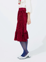 WEGO/クラッシュベロアフリルヘムスカート