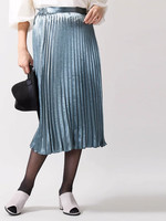 WEGO/サテンプリーツミドルスカート