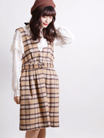 WEGO/シャギーチェックベルトジャンスカ