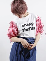 WEGO/肩開きリボンロゴTシャツ