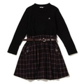 【50%OFF】【キッズサイズ向け】リブニット×チェックスカートドッキングワンピース