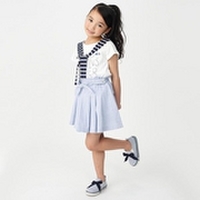 【50%OFF】【キッズ向け】部分ボーダー使いロゴプリント入りTシャツ