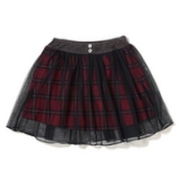 【50%OFF】チェック×チュール重ねスカート