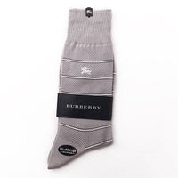 【新品】 ソックス 靴下　ボーダー 25〜26cm バーバリー 45925 BURBERRY グレー系 メンズ