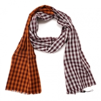 【新品】 チェックストール  バーバリー 55407 BURBERRY ワイン系×オレンジ系 メンズ