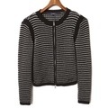 【新品】 ノーカラーボーダーニットジャケット 1 バーバリーロンドン br01001413 BURBERRY LONDON ブラック レディース