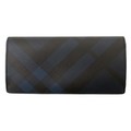【新品】 バーバリーロンドン チェック柄ラウンドファスナー長財布 ネイビーブラック 牛革 y-000964