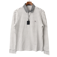 【新品】 ボーダーポロ M バーバリーロンドン 49809 BURBERRY LONDON ホワイト系×グレー系 メンズ