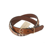 【新品】バーバリー ロンドン　チェックベルト(95) ブラウン系 y-000434 メンズ