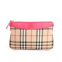 【新品】バーバリーロンドン y-000180 2WAYクラッチバッグ ピンク系 レディース 鮮やかさの効いたチェリーピンク