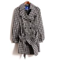 ウエストベルトチェックトレンチコート 36 バーバリーブルーレーベル 68073 BURBERRY BLUE LABEL ブラック レディース