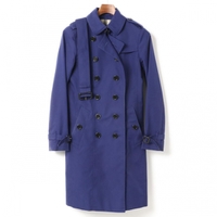 ウエストベルト裏地チェックトレンチーコート 36 バーバリーロンドン 01000584 BURBERRY LONDON ブルー レディース