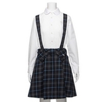 サスペンダーつきチェック柄スカート