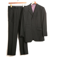 ストライプノッチドラペルテーラードジャケットスーツ 36R バーバリーブラックレーベル 69233 BURBERRY BLACK LABEL ブラック メンズ