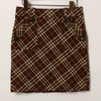 チェックウールセミタイトスカート 38 バーバリーブルーレーベル br01001139 BURBERRY BLUE LABEL ブラウン レディース