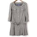 チェック柄ベルト付きワンピース 38 バーバリーブルーレーベル 58163 BURBERRY BLUE LABEL グレー系 レディース