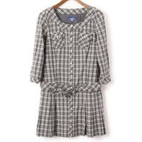 チェック柄ベルト付きワンピース 38 バーバリーブルーレーベル 58163 BURBERRY BLUE LABEL グレー系 レディース
