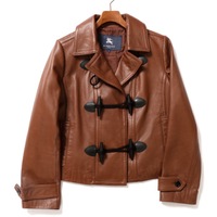 トグルボタンラムレザージャケット 44 バーバリーロンドン 65168 BURBERRY LONDON ブラウン レディース