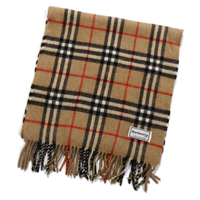 バーバリーズ カシミア100％使用 英国チェック柄 マフラー 30189 ブラウン＆レッド系 メンズ レディース