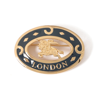 バーバリーズ ブローチ 40650 ブラック×ゴールド系 クラシックなロゴモチーフ