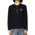 バーバリーブラックレーベル ロングTシャツ 36263 黒系 メンズ シンプルなブラックヘンリーネック