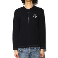 バーバリーブラックレーベル ロングTシャツ 36263 黒系 メンズ シンプルなブラックヘンリーネック