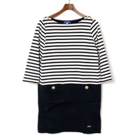 ブルーレーベル クレストブリッジ ショルダーボタン装飾ボーダーワンピース 38 70067 BLUE LABEL CRESTBRIDGE ホワイト レディース