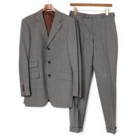 ブロックチェックノッチドラペルテーラードジャケットスーツ 40R バーバリーブラックレーベル 70803 BURBERRY BLACK LABEL グレー メンズ