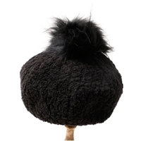 ラクーンファー装飾ベレー帽 ブラック  バーバリーブルーレーベル 67677 BURBERRY BLUE LABEL ブラック レディース