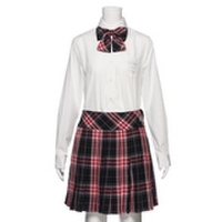 リボンタイつきチェック柄プリーツスカパン