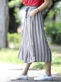 リボン付ストライプワイドスカーチョ
