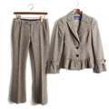 レザーベルト付パンツスーツセットアップ 36 バーバリーブルーレーベル 68508 BURBERRY BLUE LABEL ブラウン レディース