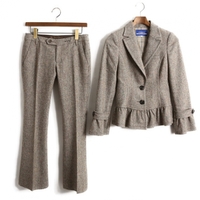 レザーベルト付パンツスーツセットアップ 36 バーバリーブルーレーベル 68508 BURBERRY BLUE LABEL ブラウン レディース